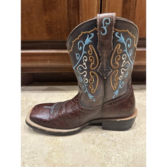 Ariat Brown and Blue Ankle Boots - Picture 9 of 15